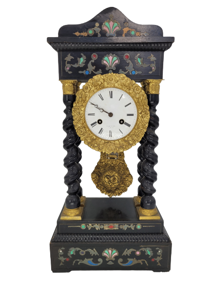 Französische Portal Kaminuhr - Japy Fils 1855 Medailles, mit feiner Intarsienarbeit, Ormolu