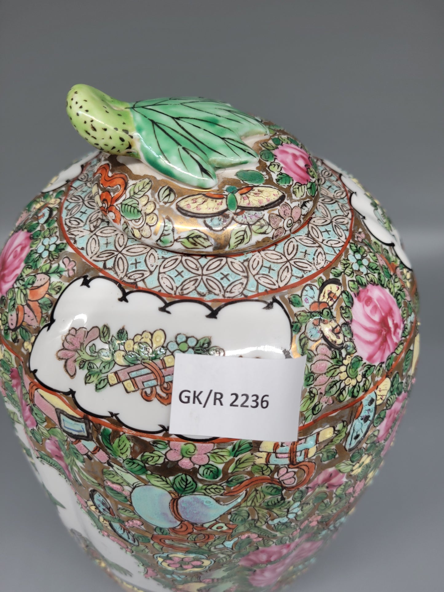 Antike China Deckelvase Vase Handbemalt 1900 JH