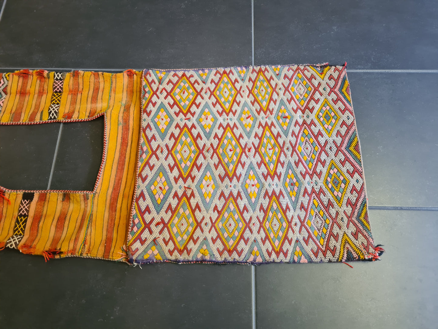 Antiker Handgeknüpfter Orientteppich – Kazak Kilim Kelim Teppich Tasche 136X42cm