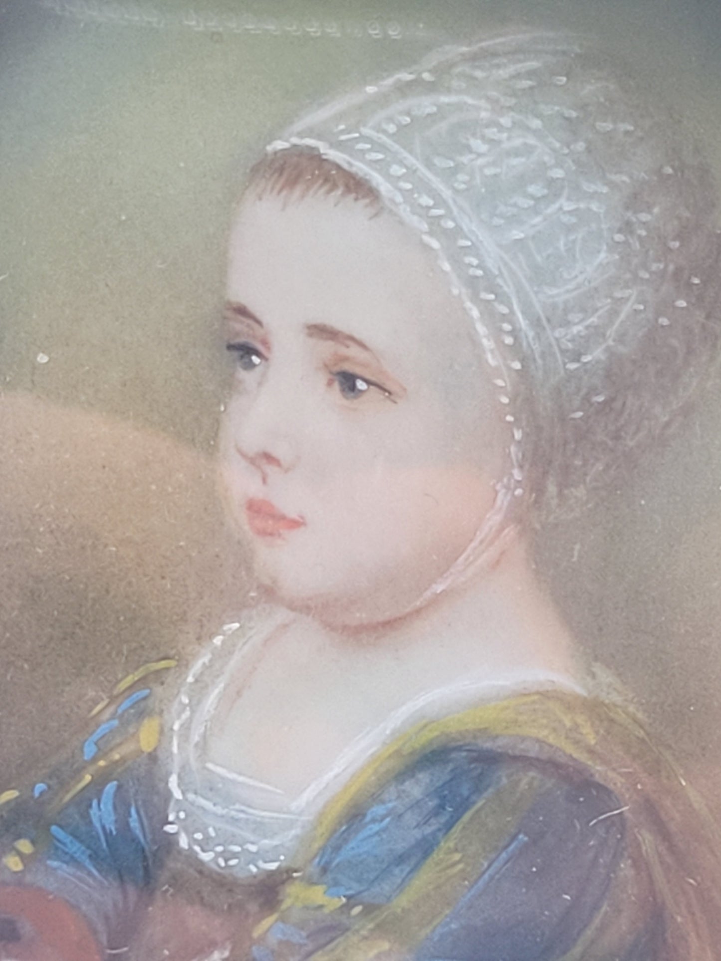 Miniatur-/Lupenmalerei Portraitmalerei Hofdame Handsigniert