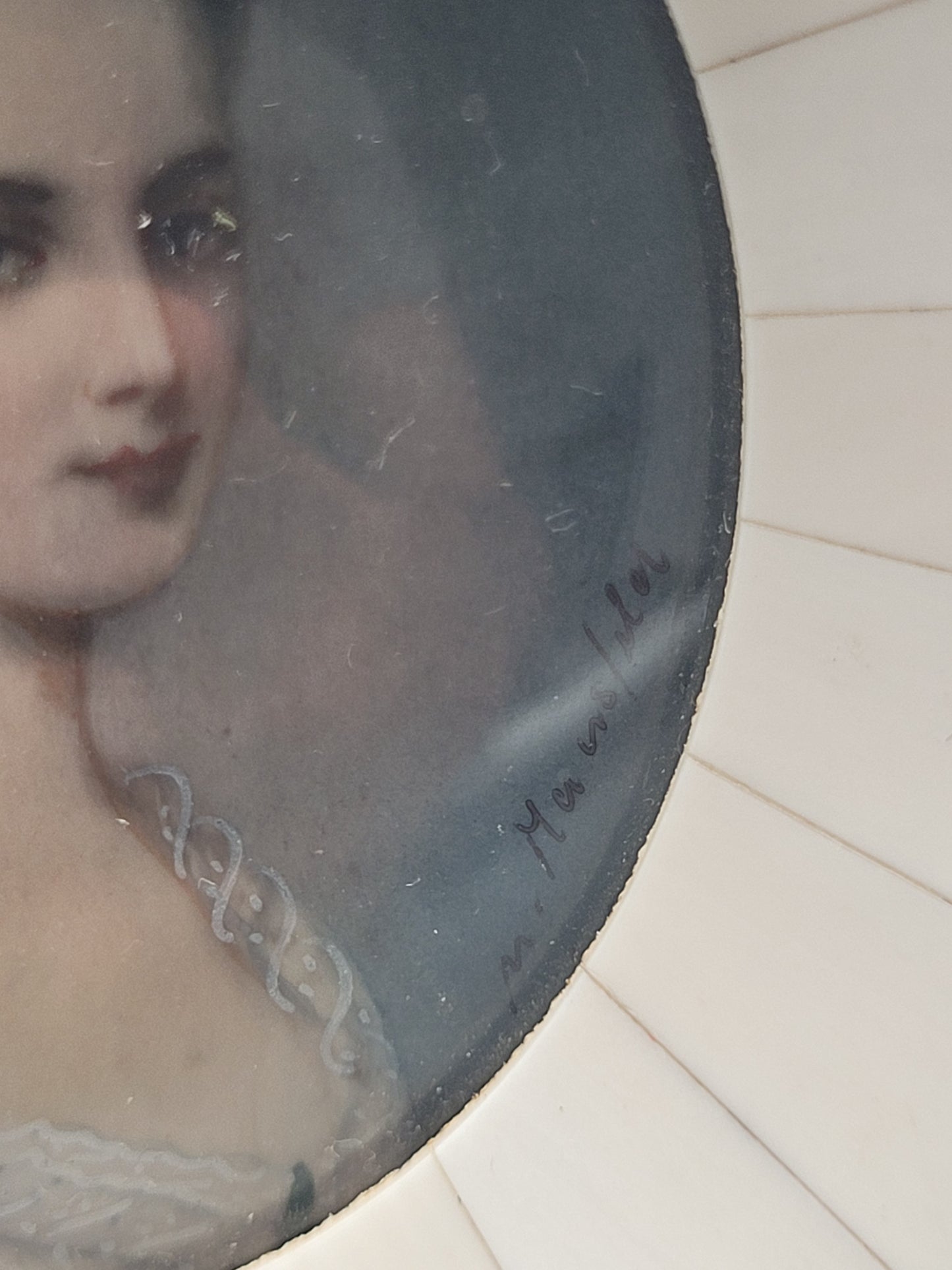 Miniatur-/Lupenmalerei Europäische Adelsdame Handsigniert