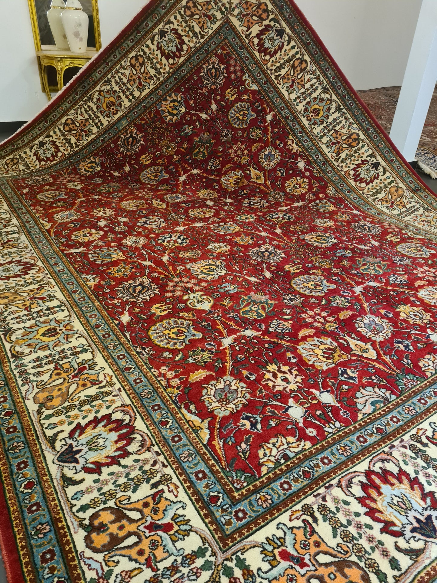 Prachtvoller Handgeknüpfter Orientteppich Perser Palast Täbris Teppich 394x304cm