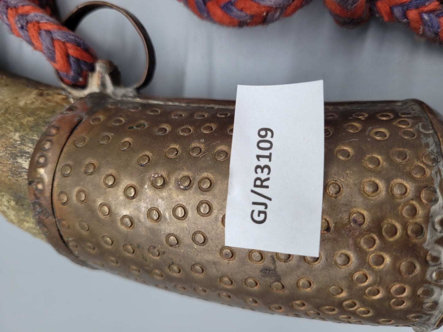 Echt Antikes Pulverhorn Handarbeit 18-19 Jahrhundert Schwarzpulver