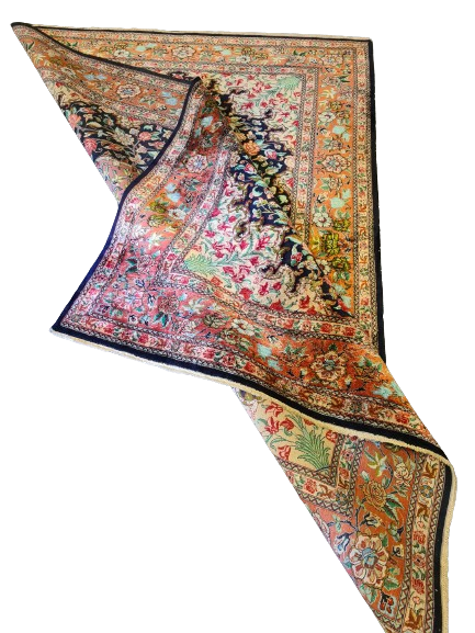 Handgeknüpfter Persischer Ghoum Seidenteppich 203x142cm