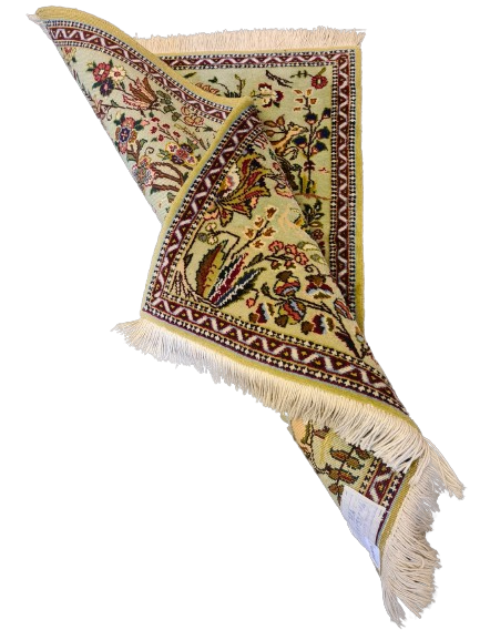 Dekorativer Feiner Perser Teppich Täbris Jagdszene Handwerkskunst 84x60cm