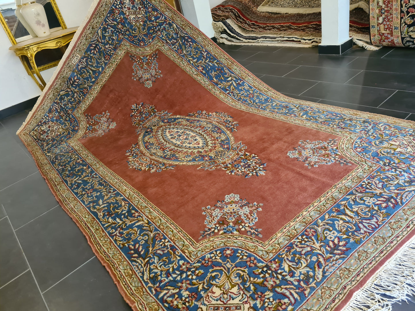 Königlicher Palastteppich Handgeknüpfter Perser Kirman Orientteppich 300x180cm