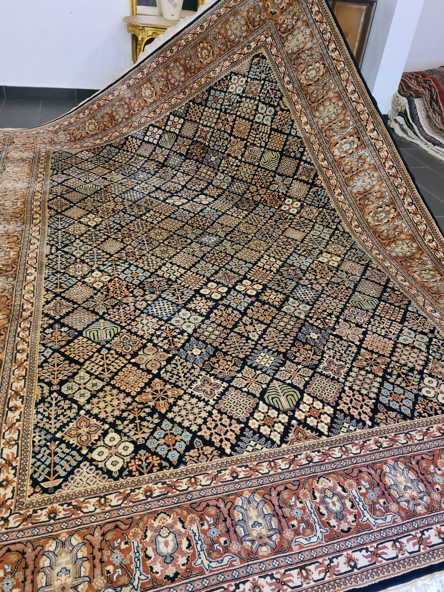 Königlicher Palastteppich Handgeknüpfter Keshan Orientteppich 341x254cm