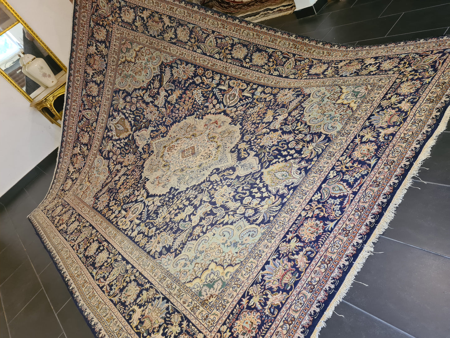 Teppich Handgeknüpfter Perser Täbris Orientteppich 333x250cm