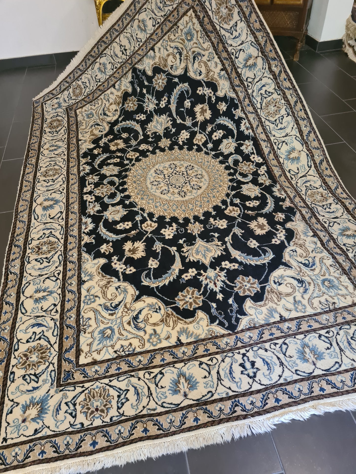 Palast Perser Nain Teppich Handgeknüpftes Meisterwerk 292x197