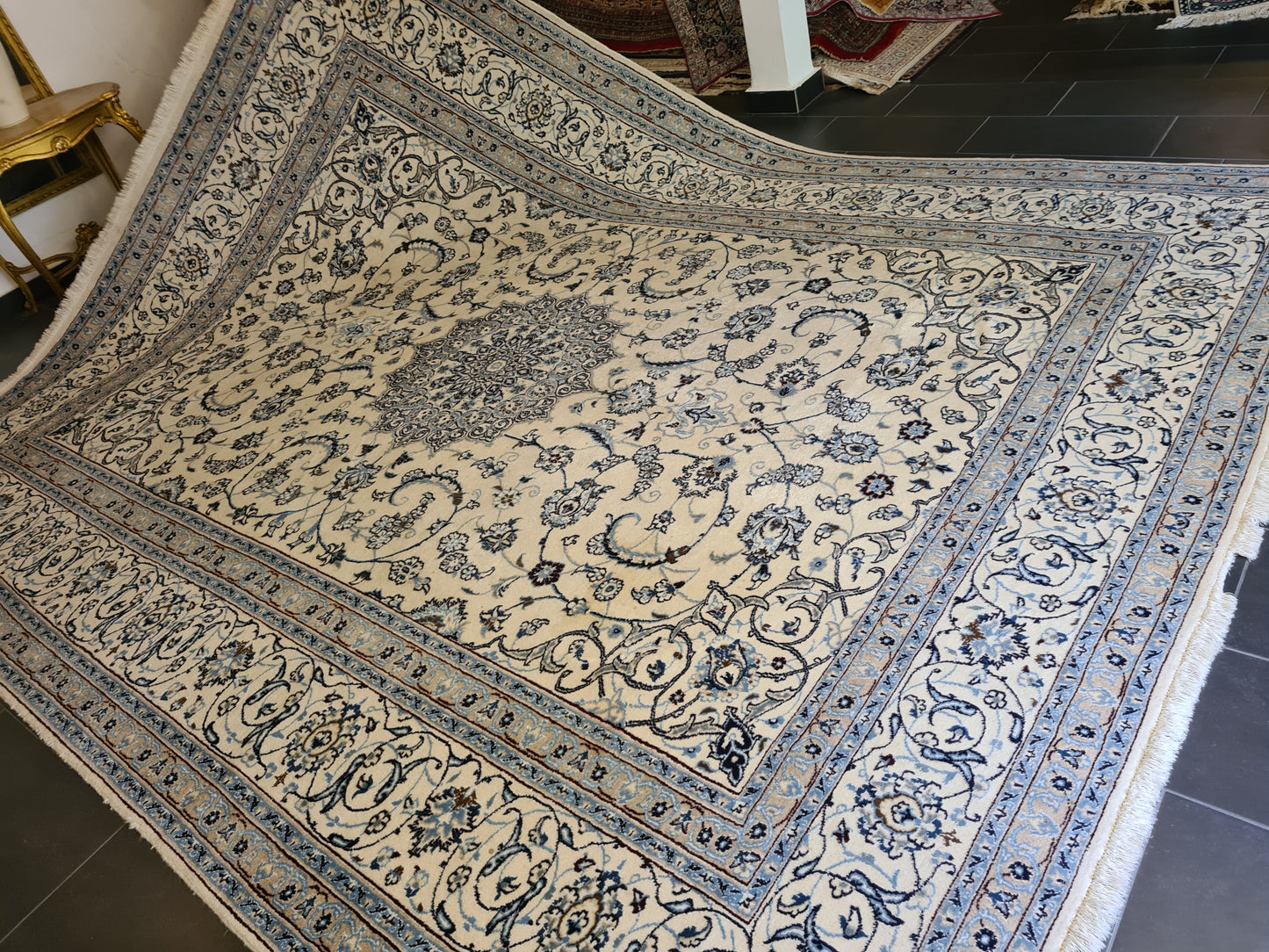 Seltener Prachtvoller Palast Perser Teppich Handgeknüpfter 9LA Nain 384x301cm