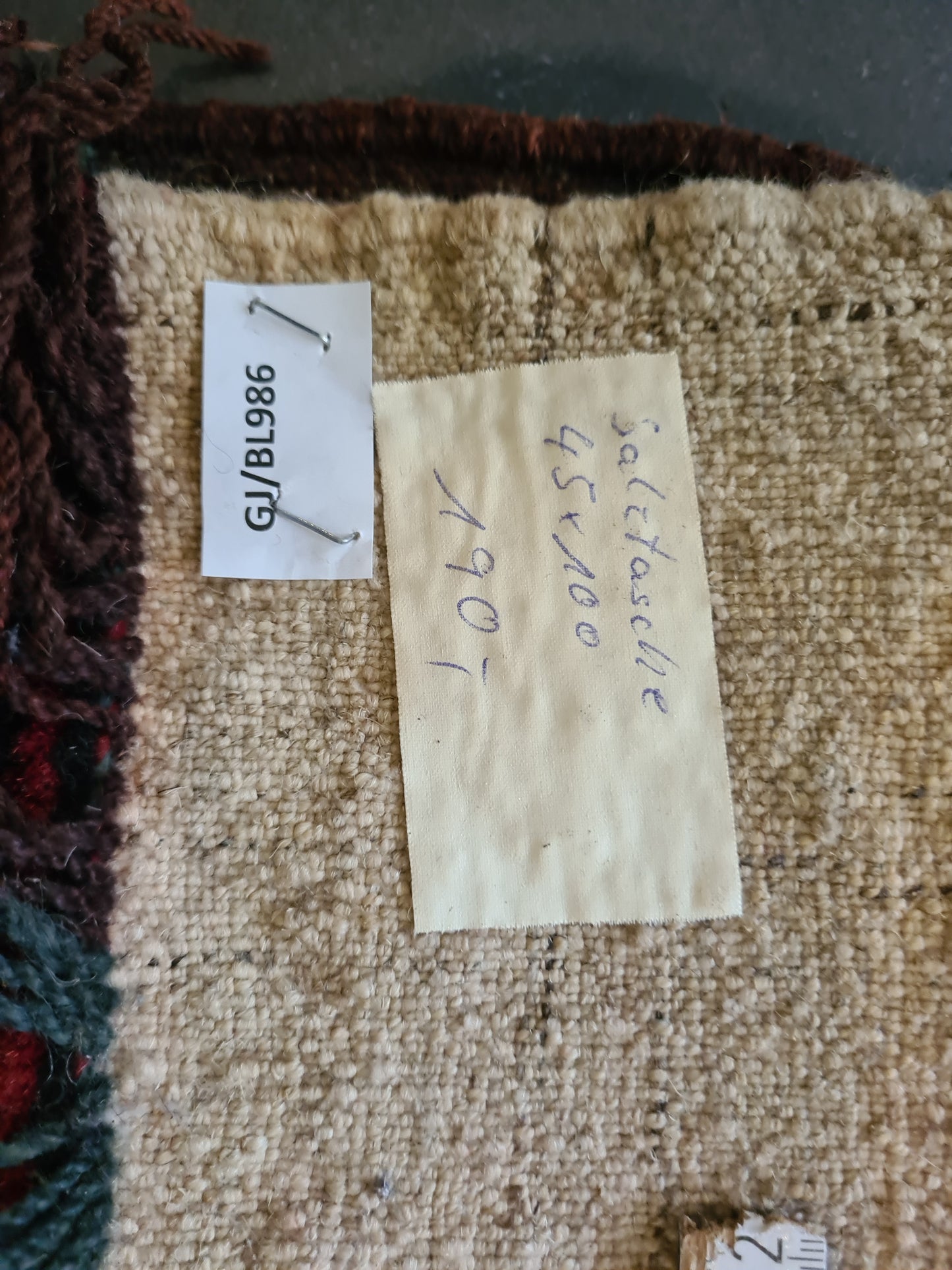 Antiker Handgeknüpfter Perserteppich Satteltasche Sammlerstück 113x46cm