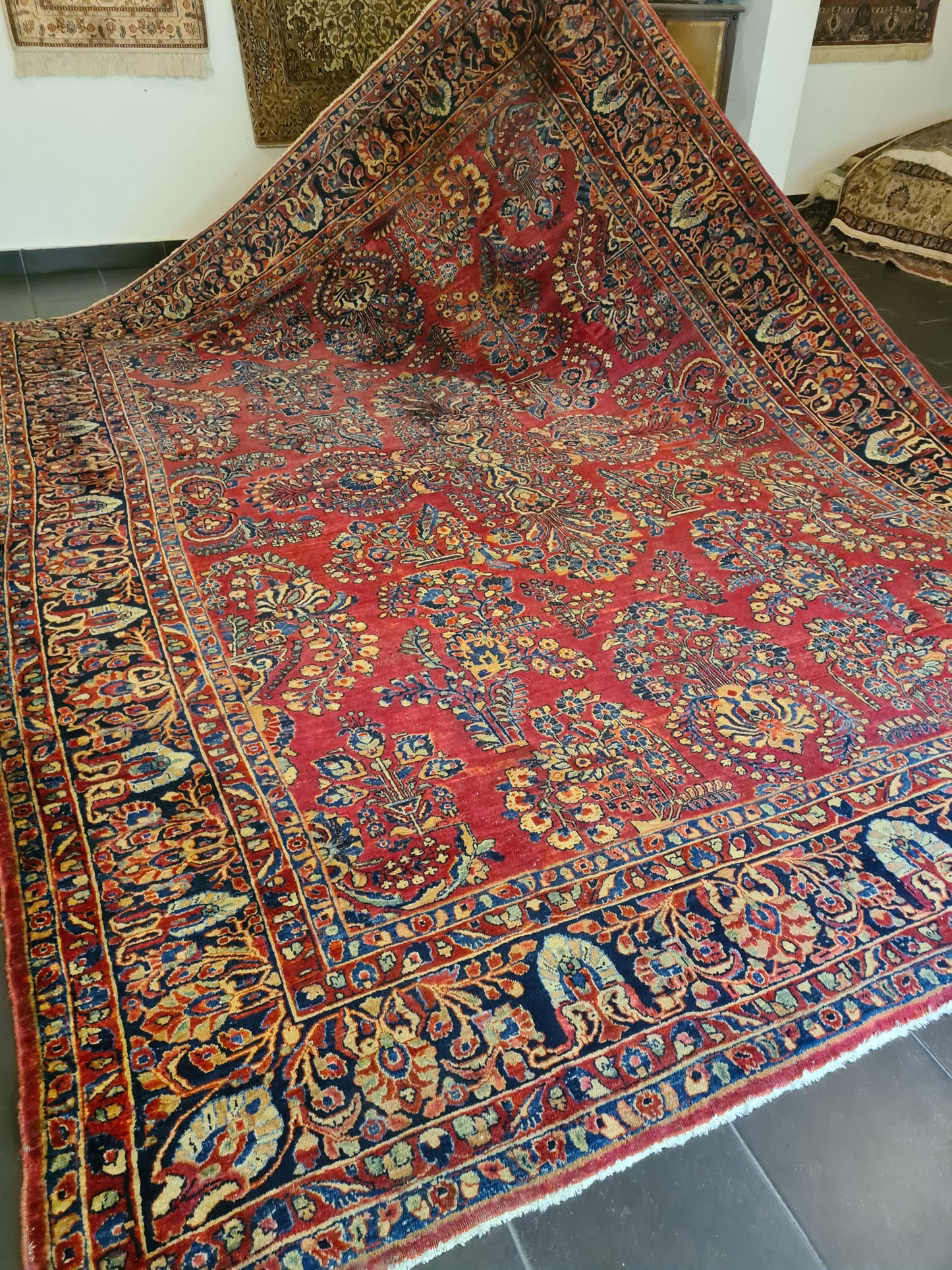 Antiker Königlicher Handgeknüpfter Perser Teppich US Sarough Orientteppich 366x265cm