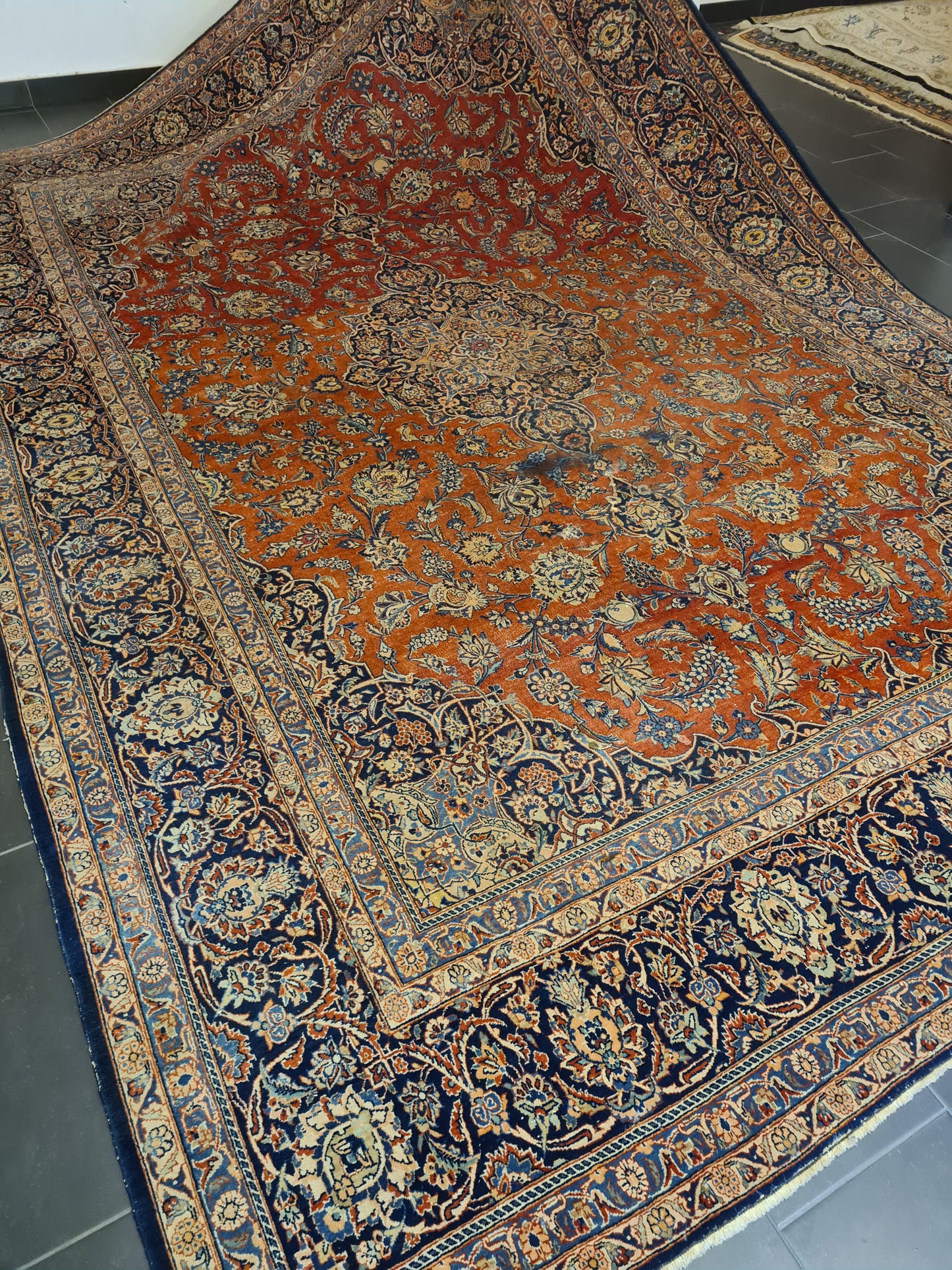 Antiker Feiner Handgeknüpfter Orientteppich Keshan 416x282cm