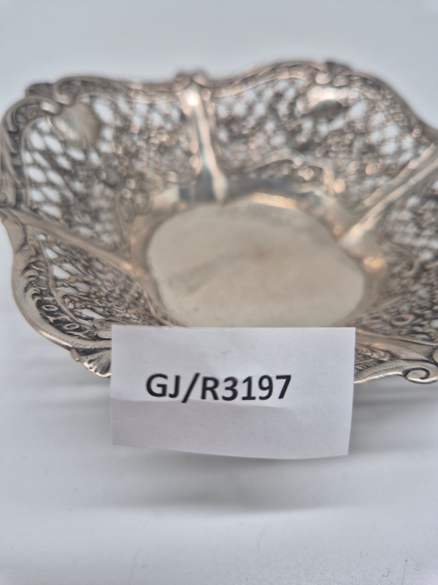 835er Silber Schale Obstschale mit Durchbruchrand Europäische Meistermarke