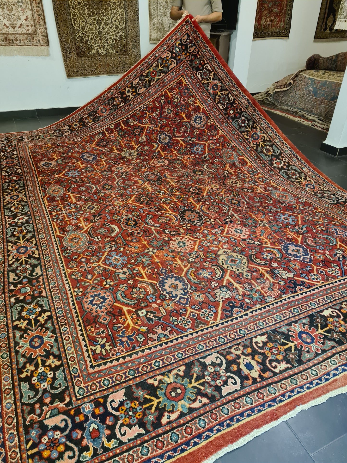 Perserteppich Orientteppich Antiker Teppich Sarough Mahal 410x281cm