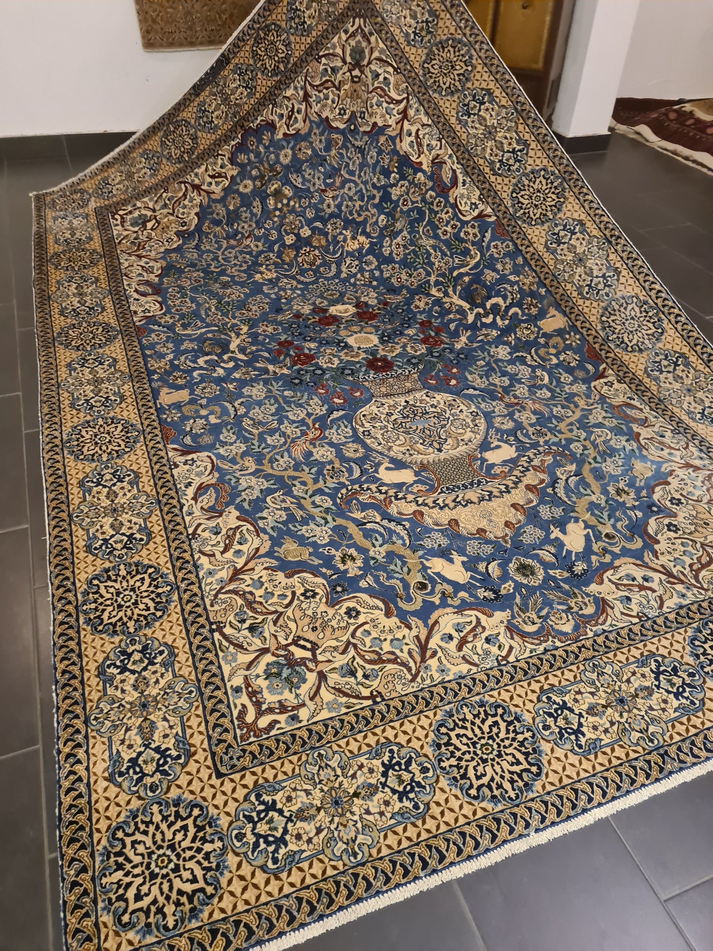 Perserteppich Orientteppich Handgeknüpfter Teppich Nain Seidenteppich 333x208cm