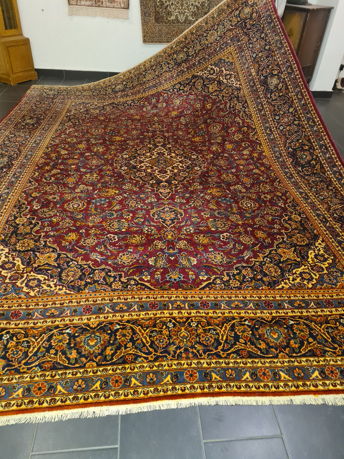 Perserteppich Orientteppich Handgeknüpfter Teppich Keshan antik 417x313cm