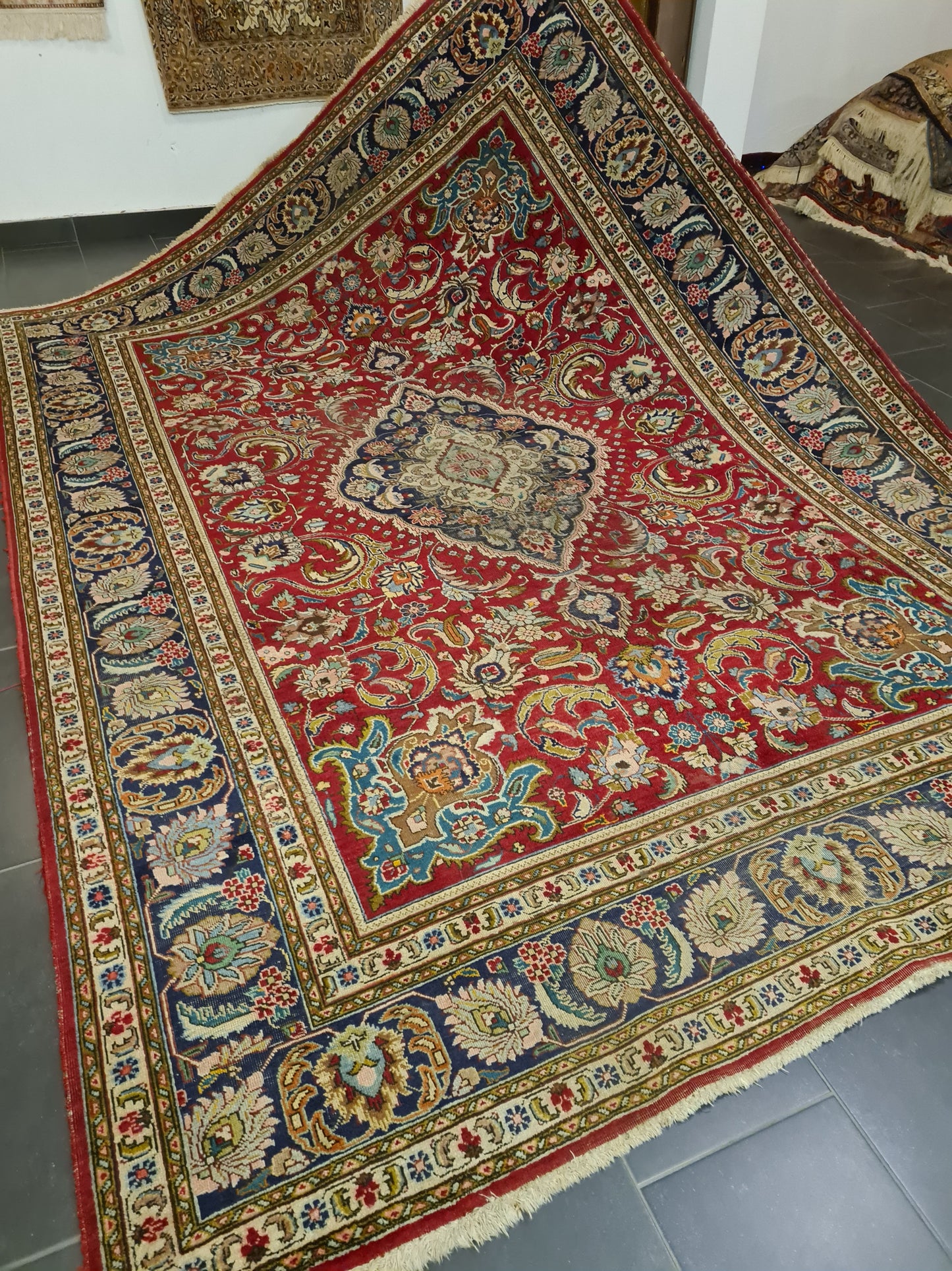 Perserteppich Orientteppich Handgeknüpfter Teppich Täbris Jugendstil 343x238cm