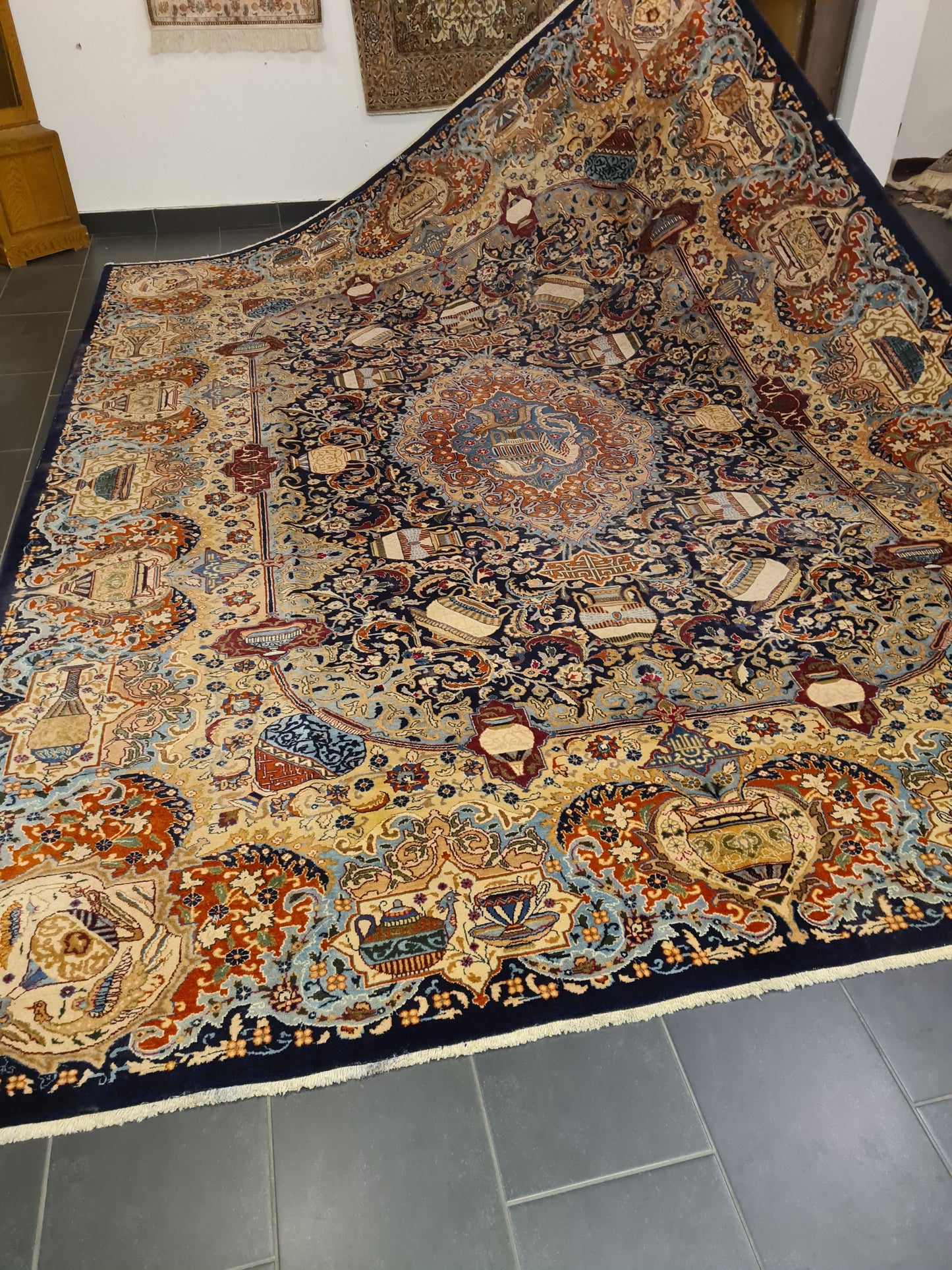 Perserteppich Orientteppich Handgeknüpfter Vasen Kashmar 393x297