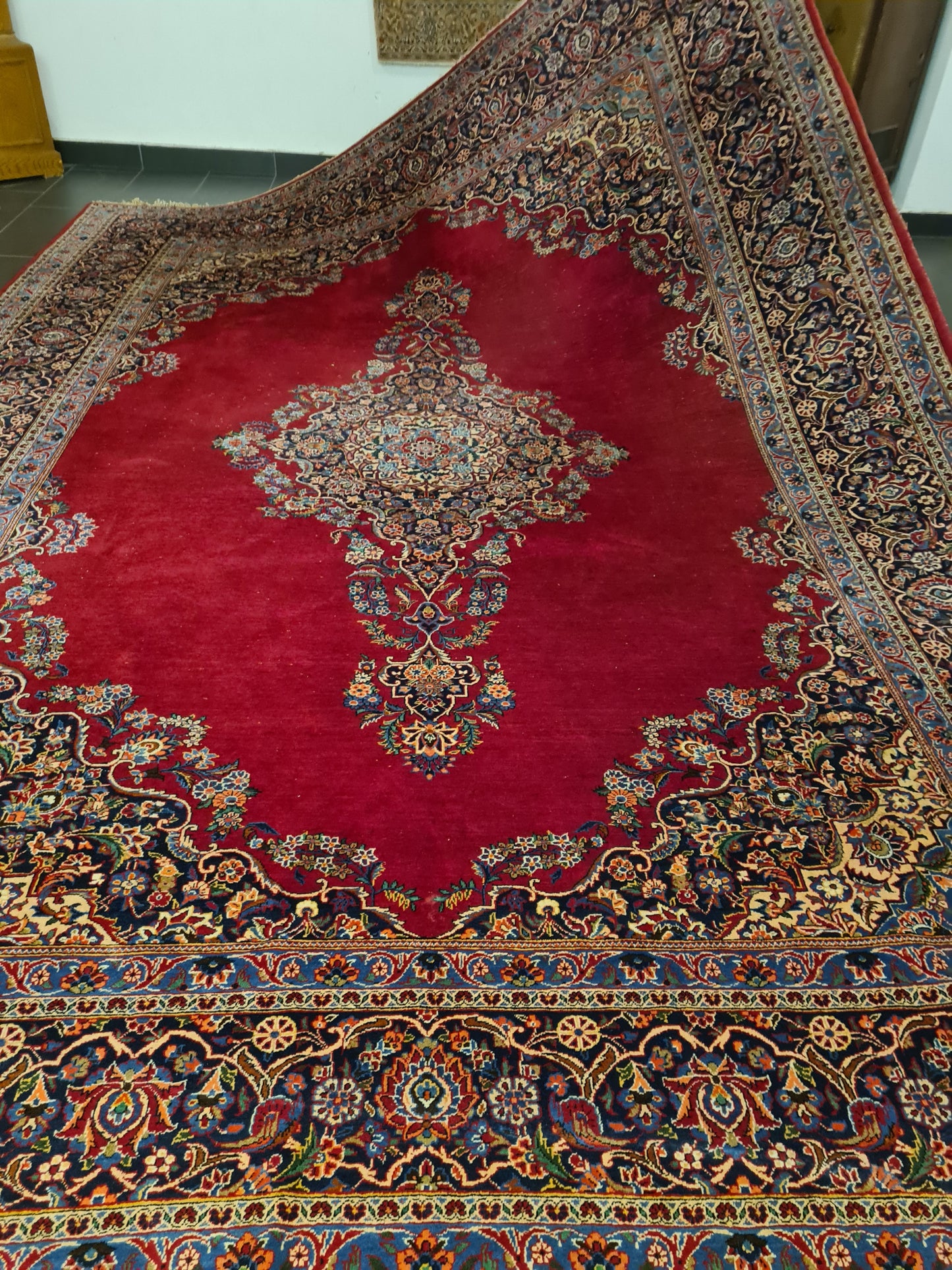 Perserteppich Orientteppich Handgeknüpfter Antiker Teppich Keshan 401x280cm