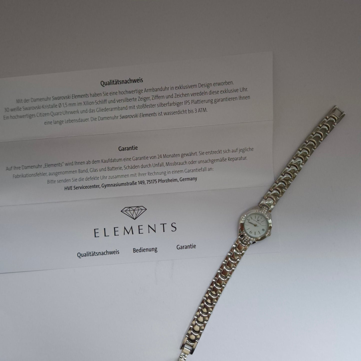 Elegante Damenarmbanduhr mit Swarovski Elements – Luxus und Glanz