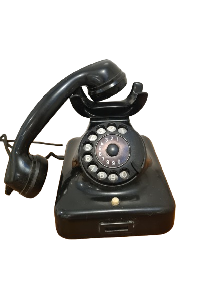 W48 m T Telefon KRONE analoger Fernsprecher vintage Bakelit schwarz