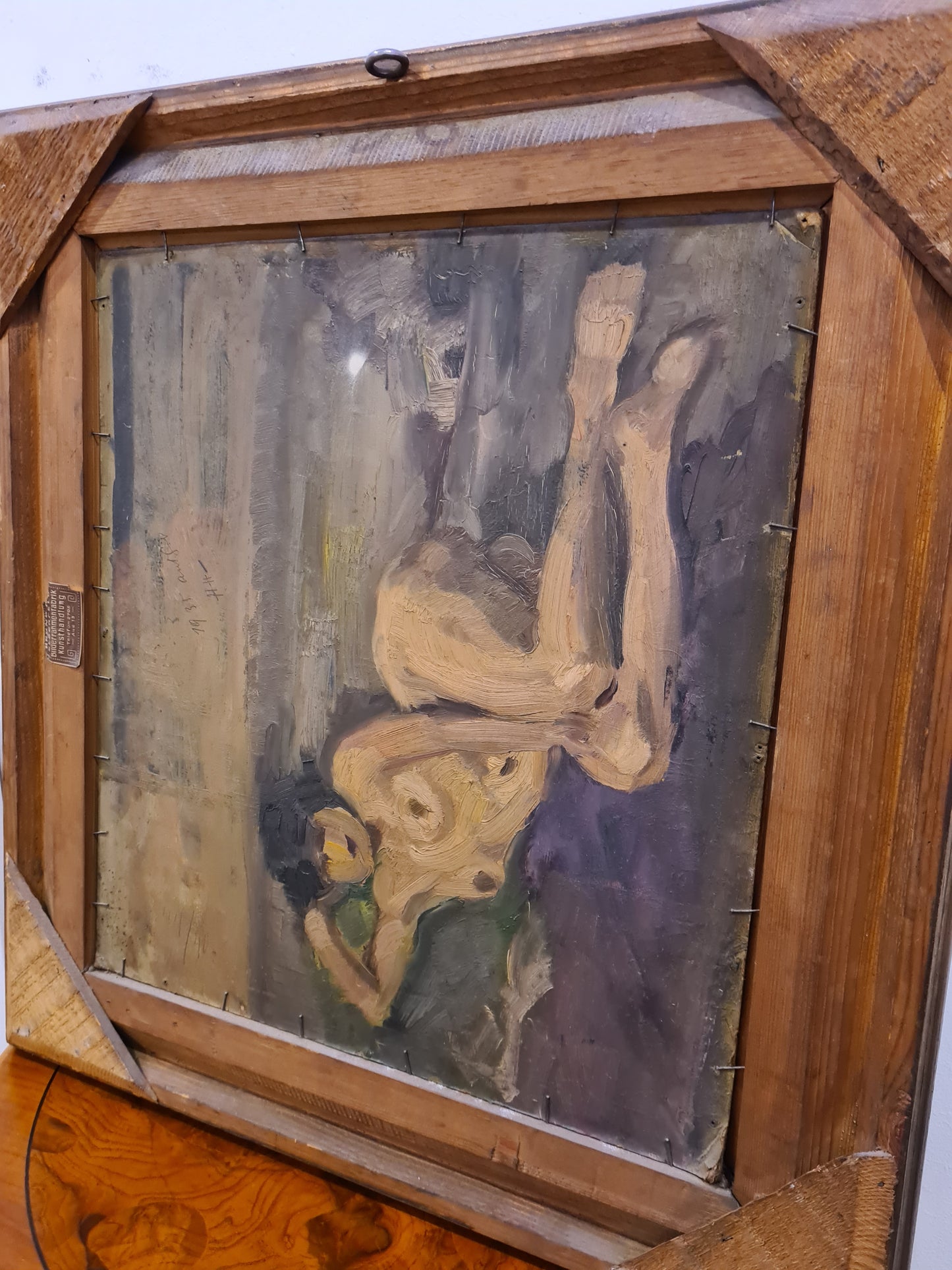 Ölgemälde Stillleben und Akt auf Holz Malerei Holzrahmen signiert 63x60cm