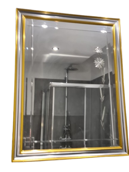 Jugendstil Wandspiegel Fassettenschliff Florale Motive vergoldet Spiegel 90x70cm