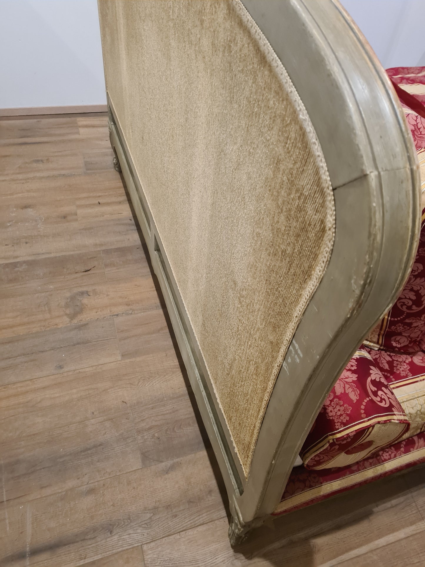 Ehebett Barock Bett Doppelbett Louis XV Holz Bezug und Gardinen 215cm