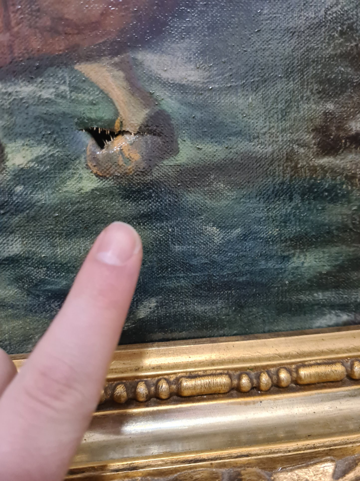 Europäisches Monumentalwerk (XIX-XX) Großes Ölgemälde Fischer im Sturm