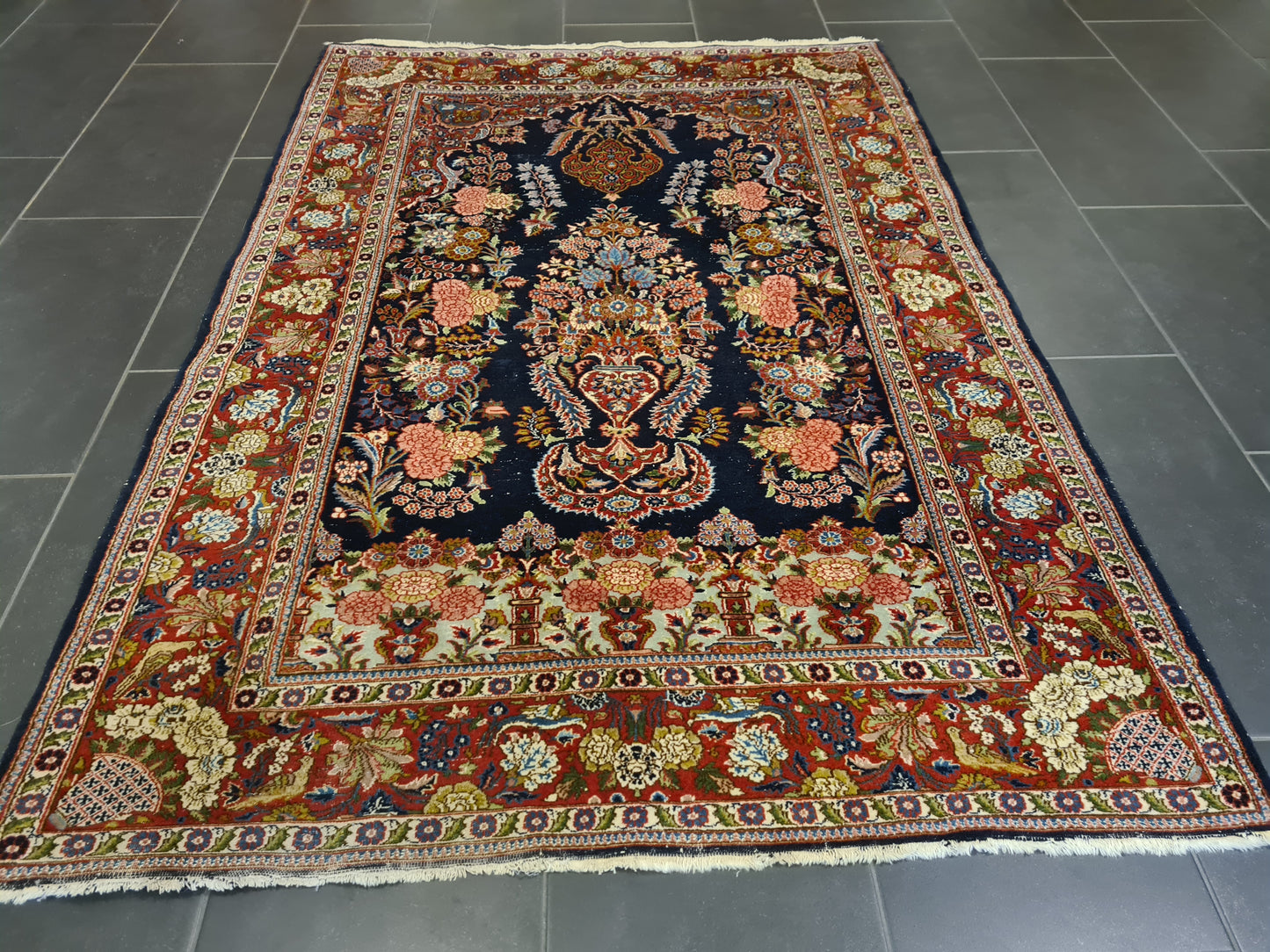 Perserteppich Orientteppich Handgeknüpfer Teppich Keshan Kork 179x125cm