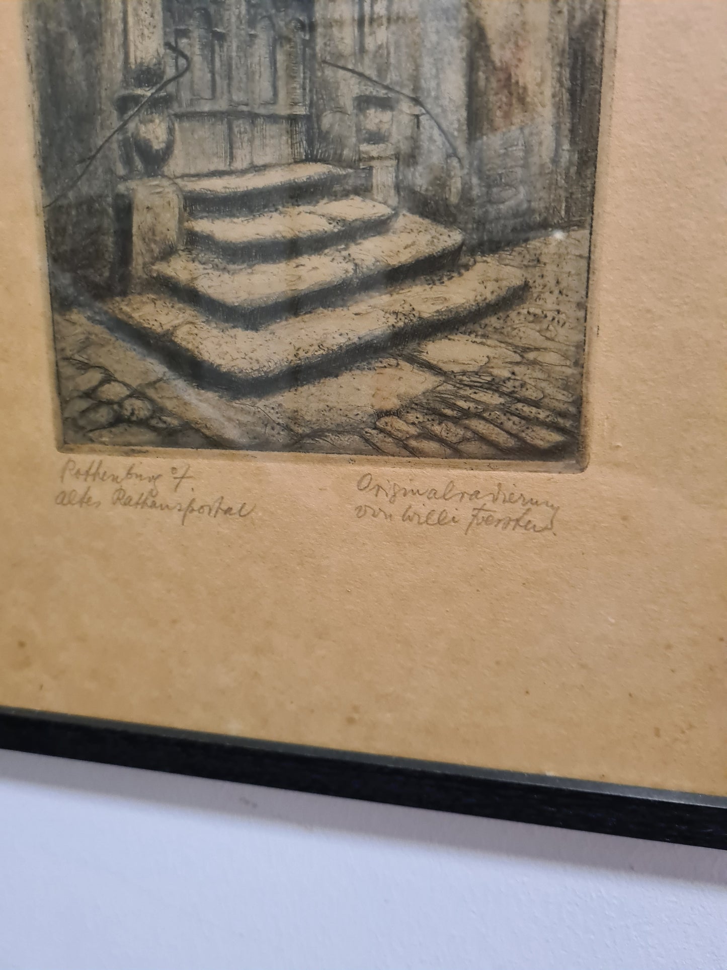 Original Radierung 4er set Landschaft Malerei Holzrahmen 30x34cm