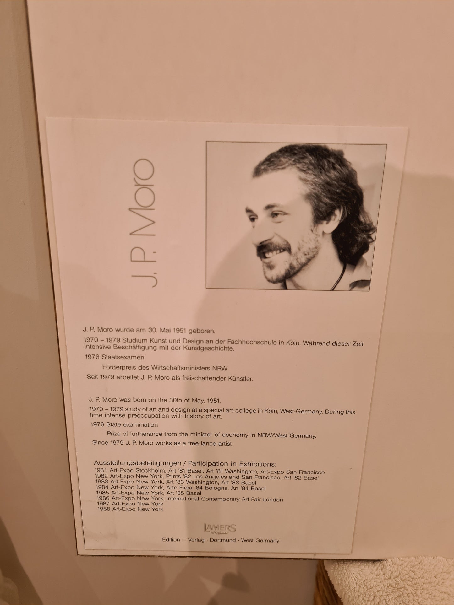 J.P. Moro Litographie 45/115 "Inside looking Out" Kölner FHS 70x58cm