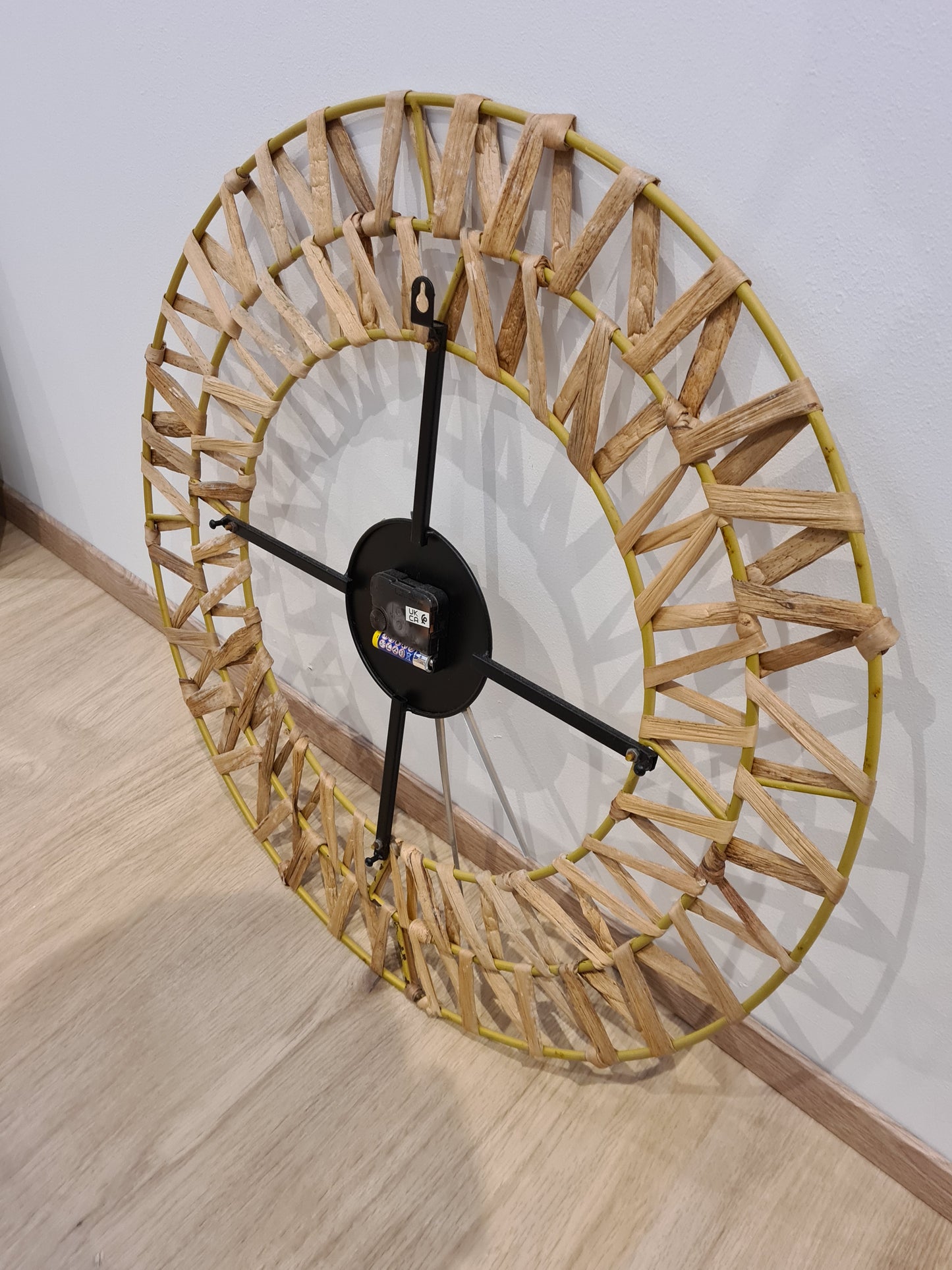 Wanduhr Uhr Rattan Metall Modern Vintage 60cm