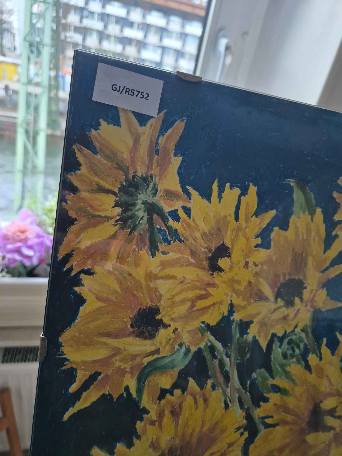 Ölgemälde Stillleben Sonnenblumen Monogrammiert und Datiert H.G 1973