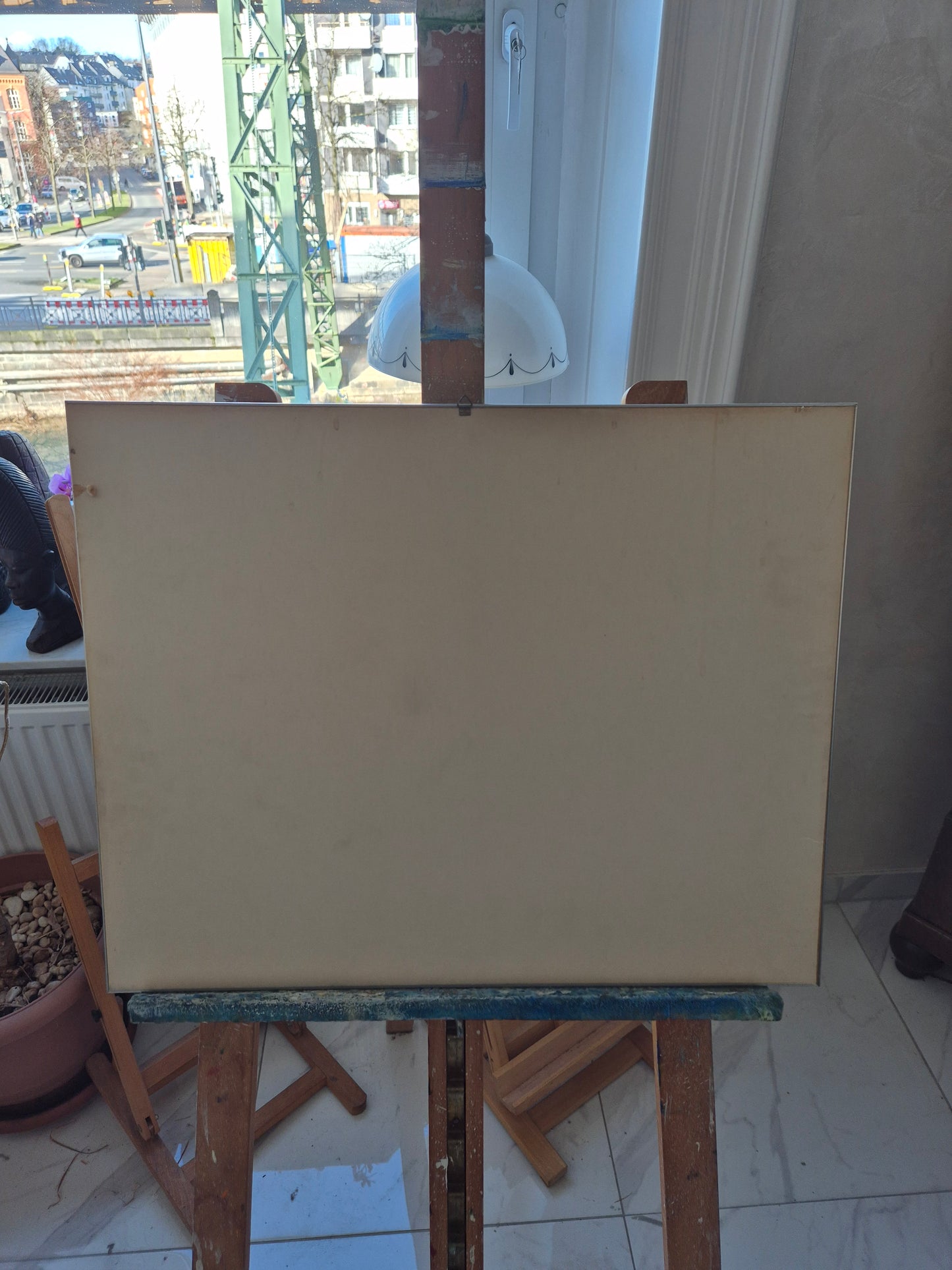 Ölmalerei Mischtechnik Stadtbilder Kartoon Naive Kunst 42x53cm