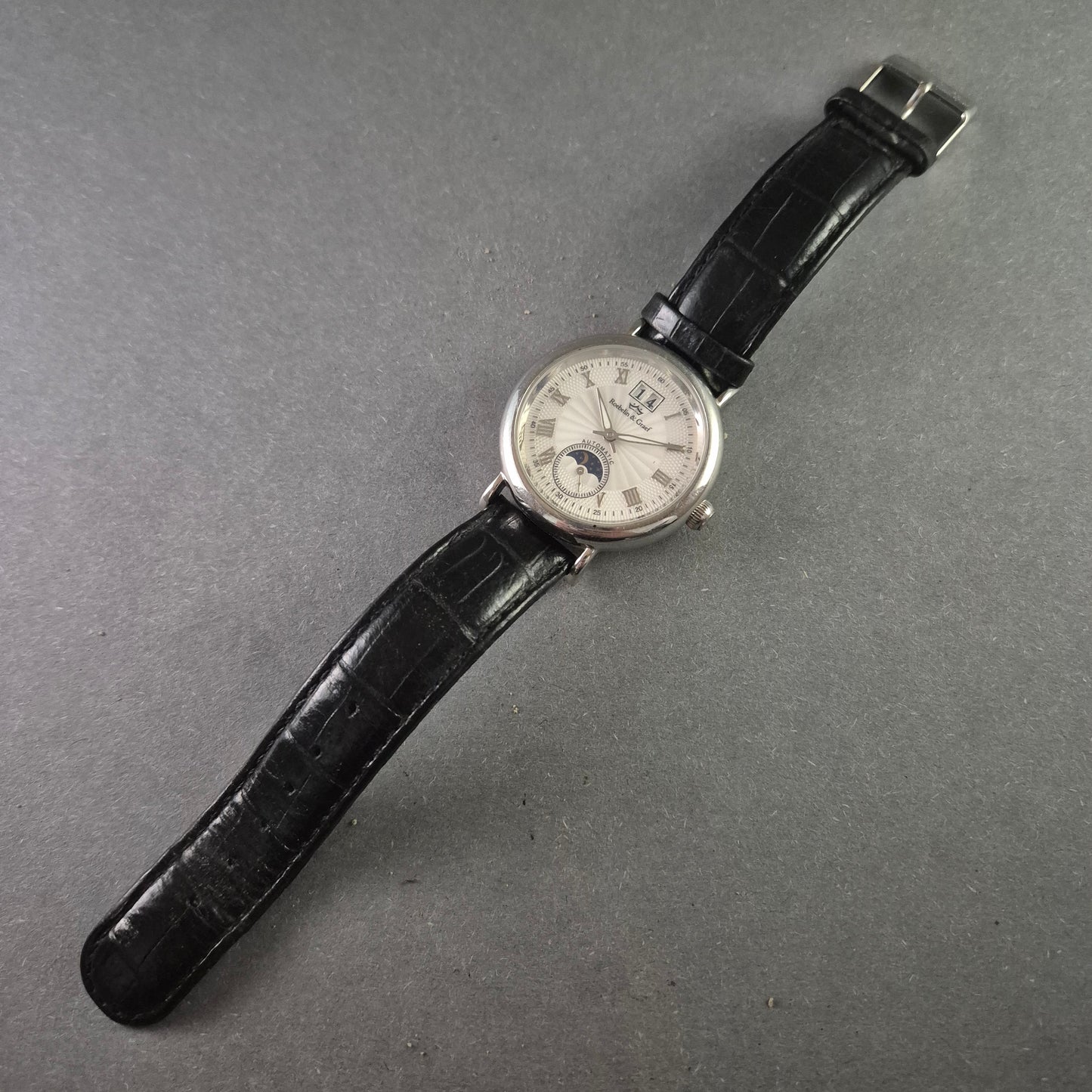 Elegante Roebelin & Graef Automatik Herrenuhr – Mondphase & Datumsanzeige