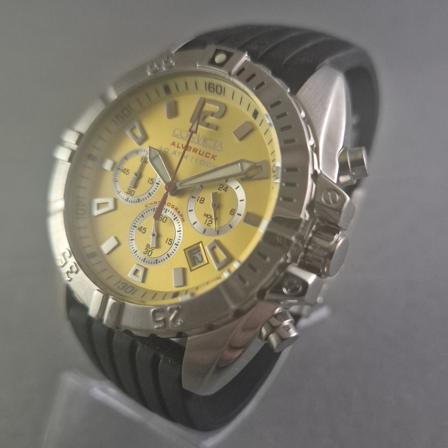 Convicta Uhr Armbanduhr Sportlicher Chronograph mit gelbem Zifferblatt