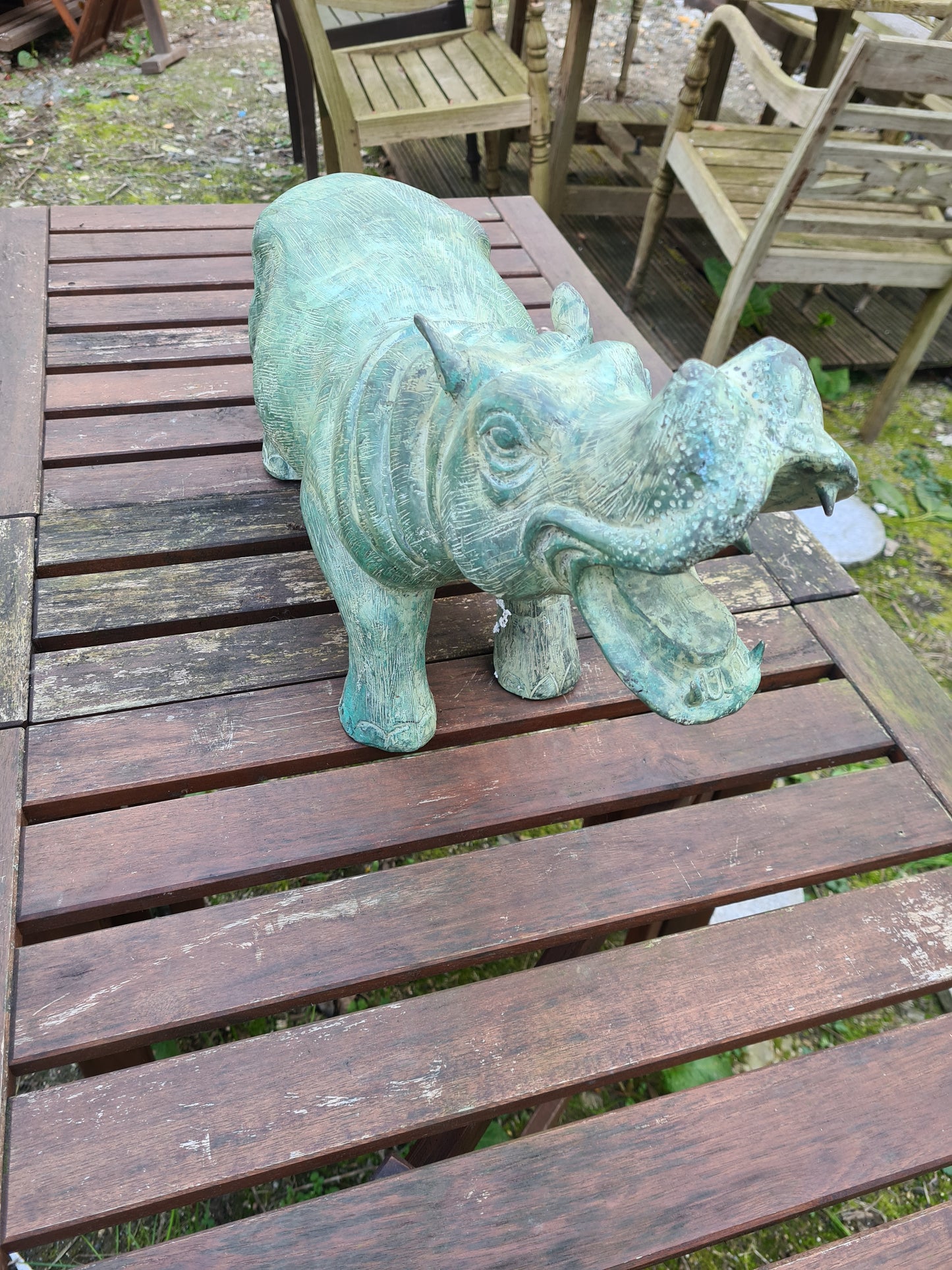 Große Bronze Nilpferd Skulptur Tier Statue Bronze Nilpferd Statue 55cm