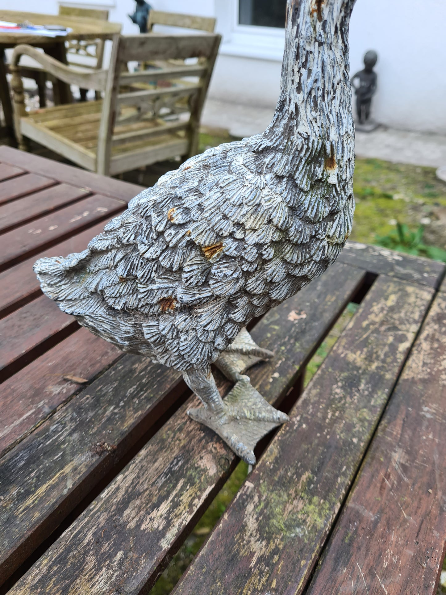 Bronzefigur Vogel Ente Gans Bronzeskulptur Figur 30cm