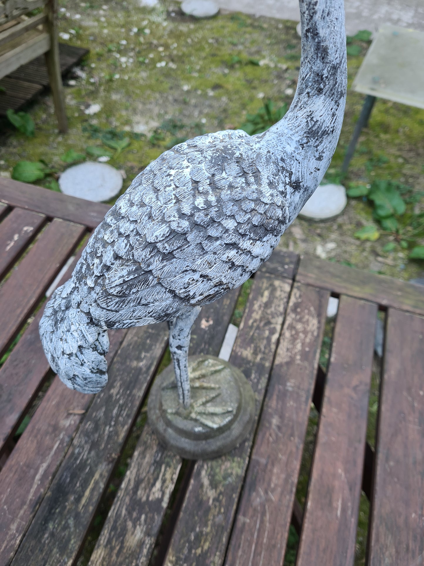 Bronze Figur Skulptur Kranich sculpture Crane Gartenfigur 65cm