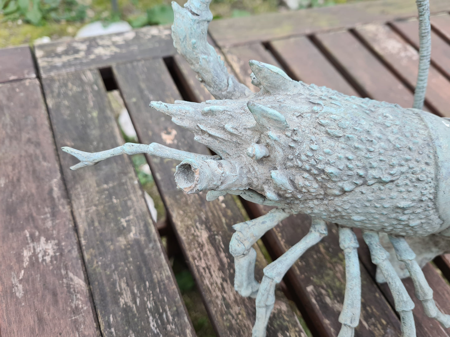 Bronzeskulptur Languste Krabbe Figur Gartenfigur 25cm