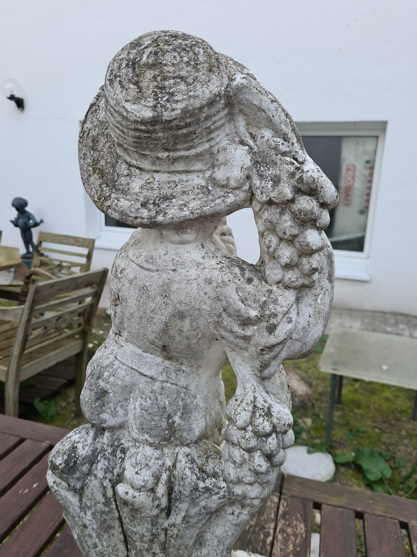 Viktorianische Gartenputten Steinguss Skulptur Figur 70cm