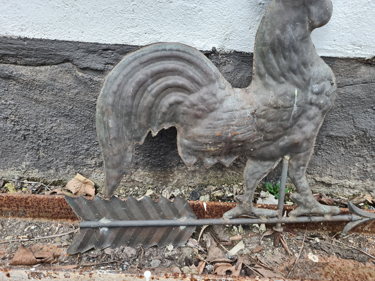 Alter Wetterhahn Kupfer Gartenfigur 65cm