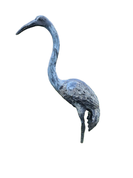 Teichfigur Wasserspeier Reiher Bronze Kranich Vogel Skulptur 80cm