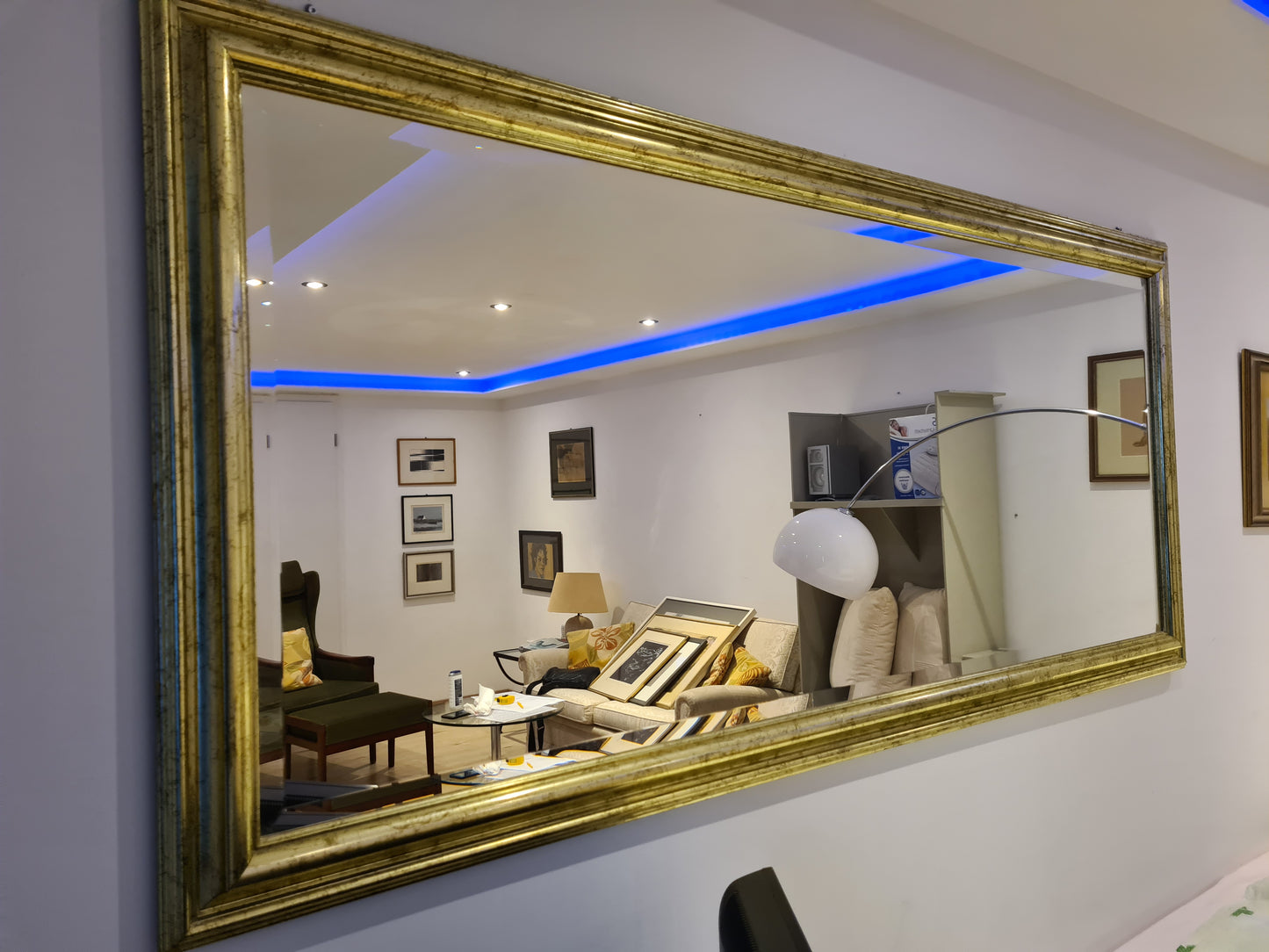 Jugendstil Wandspiegel im vergoldeten Holzrahmen 185x85cm