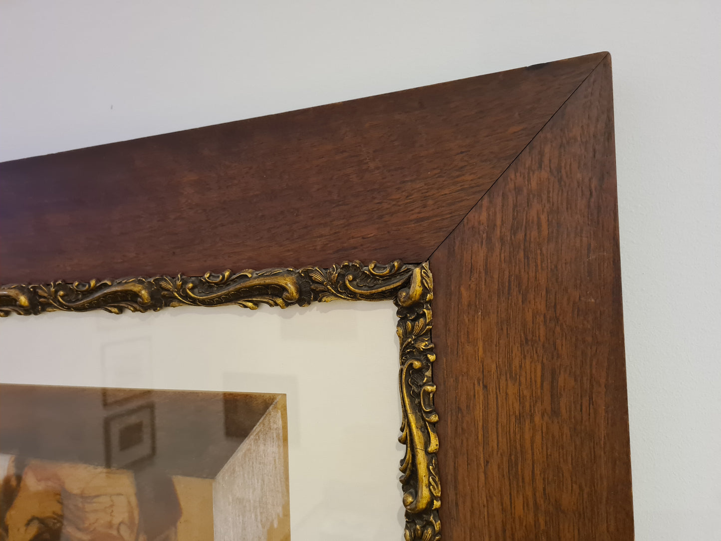 Original Zeichnung Radierung signiert Holzrahmen Porträt 72x62cm