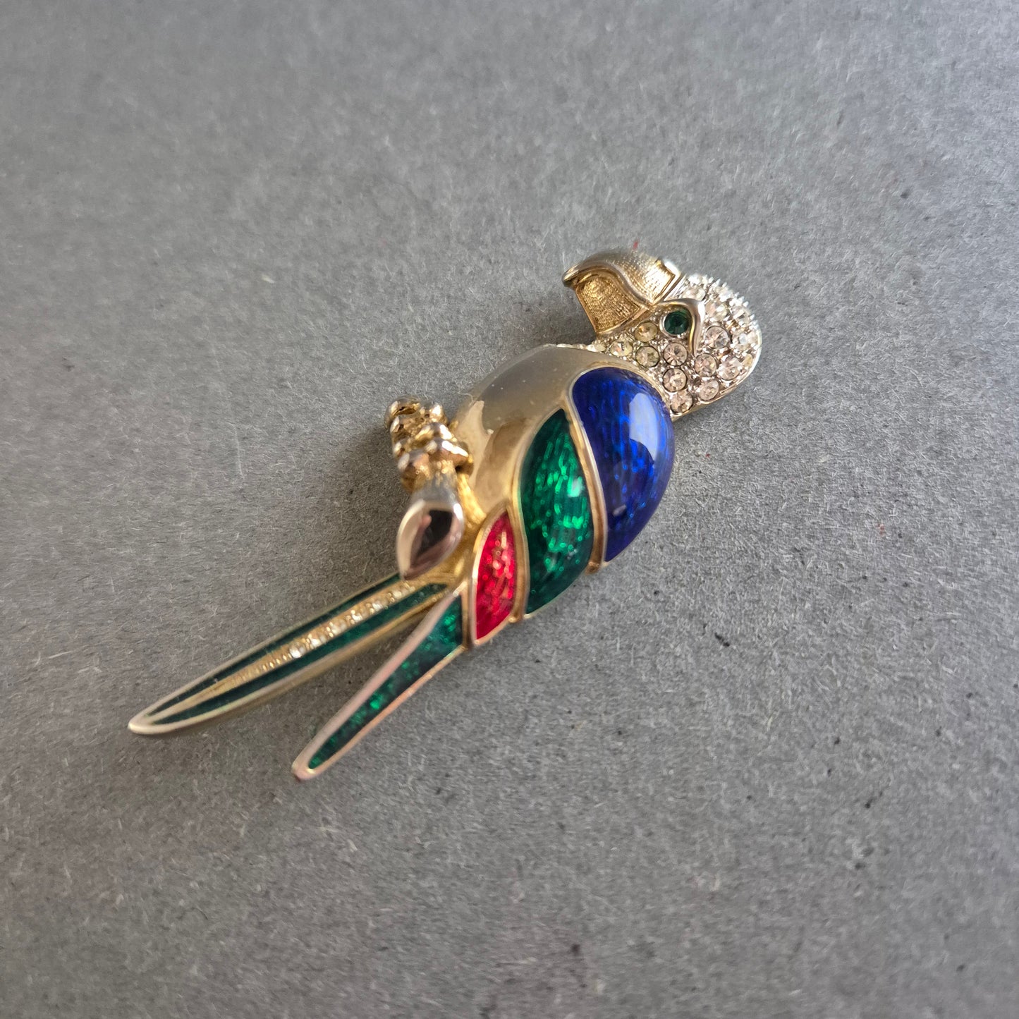 Papagei-Brosche bunt emailliert & Strass