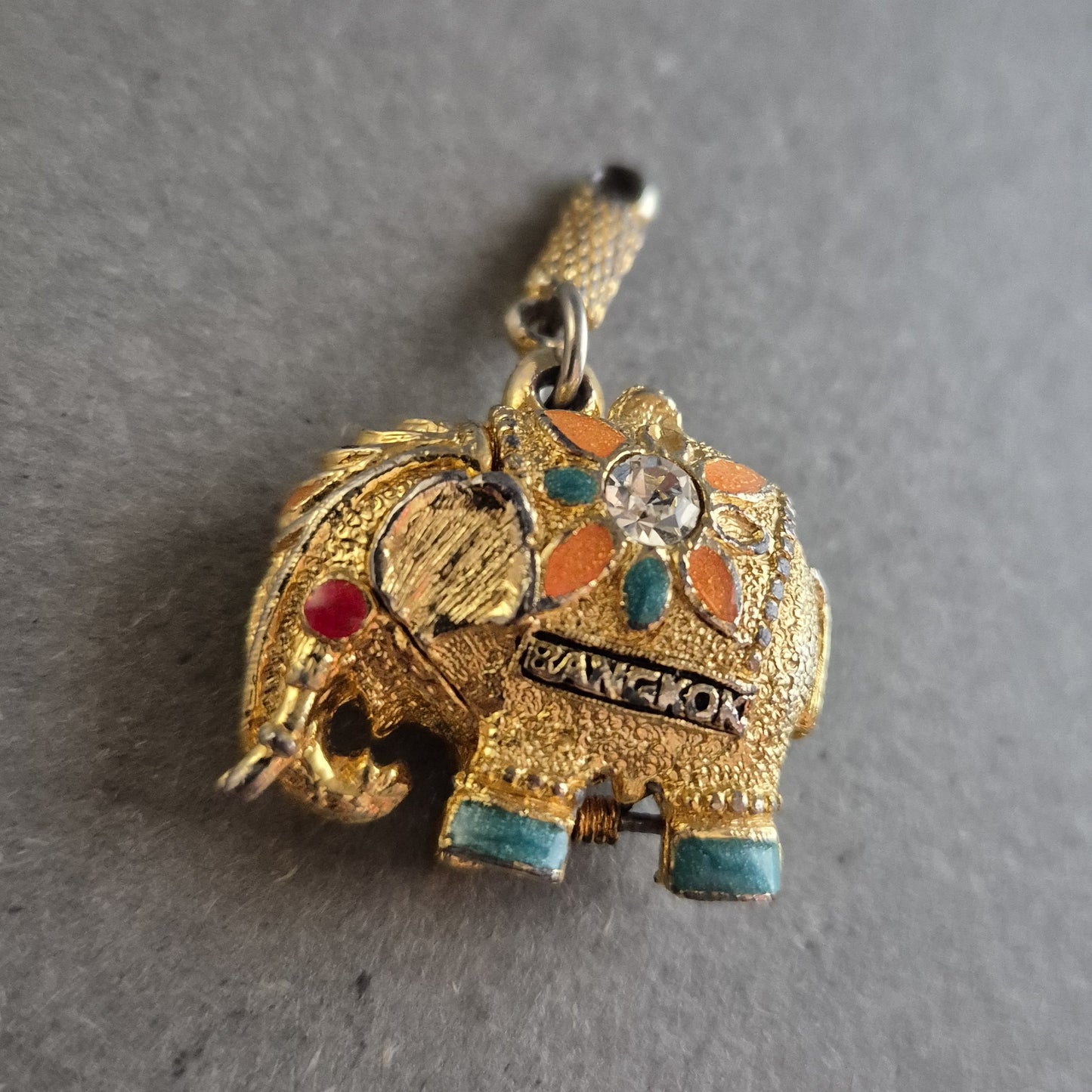 Vintage Anhänger Elefant „Bangkok“ vergoldet