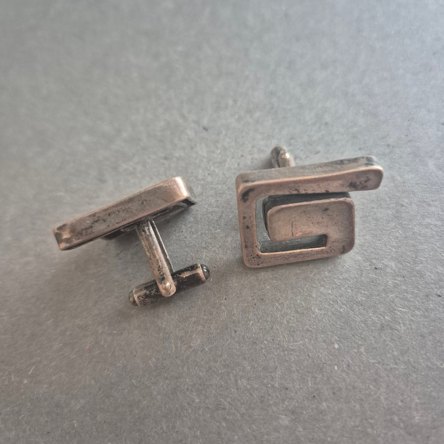 Vintage Manschettenknöpfe aus Silber – Geometrisches Mid-Century Design